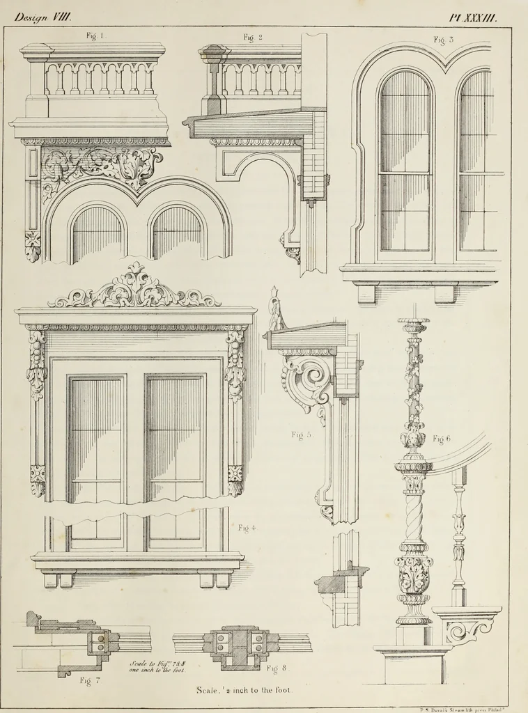 An illustration from The model architect : a series of original designs for cottages, villas, suburban residences, etc., accompanied by explanations, specifications, estimates, and elaborate details : prepared expressly for the use of projectors and artisans throughout the United States, 1852, leaf 88