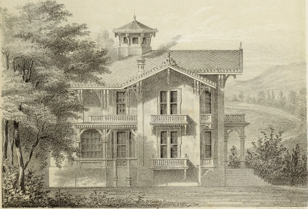 An illustration from The model architect : a series of original designs for cottages, villas, suburban residences, etc., accompanied by explanations, specifications, estimates, and elaborate details : prepared expressly for the use of projectors and artisans throughout the United States, 1852, leaf 94