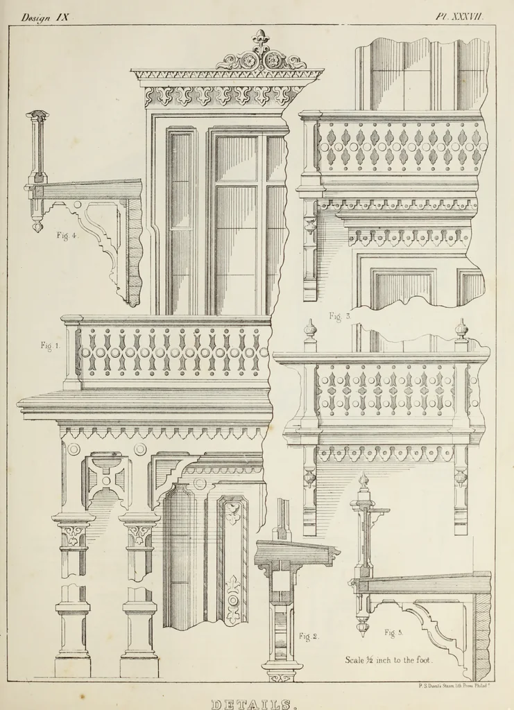 An illustration from The model architect : a series of original designs for cottages, villas, suburban residences, etc., accompanied by explanations, specifications, estimates, and elaborate details : prepared expressly for the use of projectors and artisans throughout the United States, 1852, leaf 98