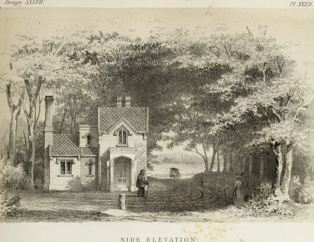 An illustration from The model architect : a series of original designs for cottages, villas, suburban residences, etc., accompanied by explanations, specifications, estimates, and elaborate details : prepared expressly for the use of projectors and artisans throughout the United States, 1852, leaf 102