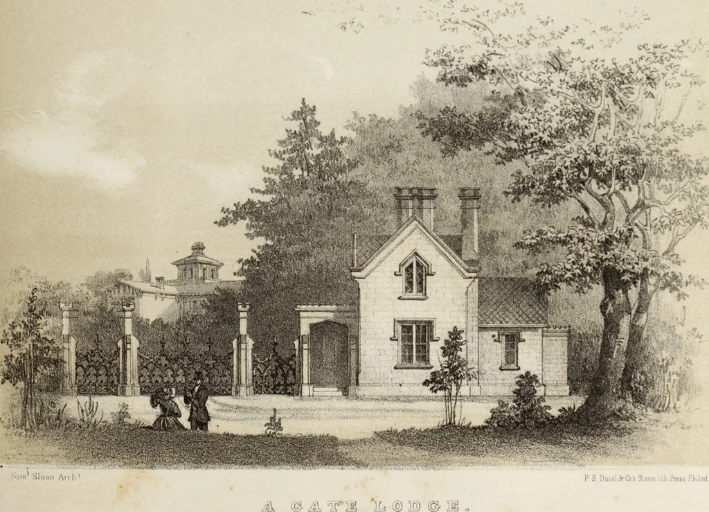 An illustration from The model architect : a series of original designs for cottages, villas, suburban residences, etc., accompanied by explanations, specifications, estimates, and elaborate details : prepared expressly for the use of projectors and artisans throughout the United States, 1852, leaf 102