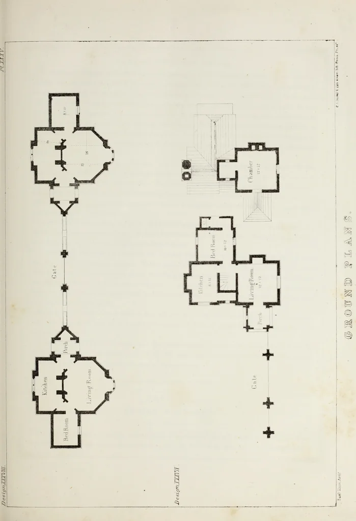 An illustration from The model architect : a series of original designs for cottages, villas, suburban residences, etc., accompanied by explanations, specifications, estimates, and elaborate details : prepared expressly for the use of projectors and artisans throughout the United States, 1852, leaf 108