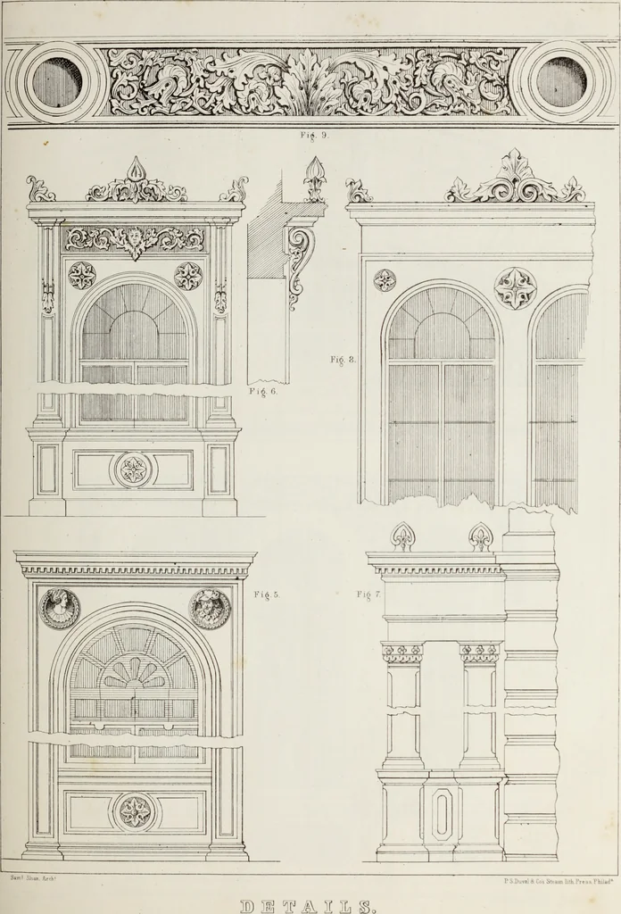 An illustration from The model architect : a series of original designs for cottages, villas, suburban residences, etc., accompanied by explanations, specifications, estimates, and elaborate details : prepared expressly for the use of projectors and artisans throughout the United States, 1852, leaf 130