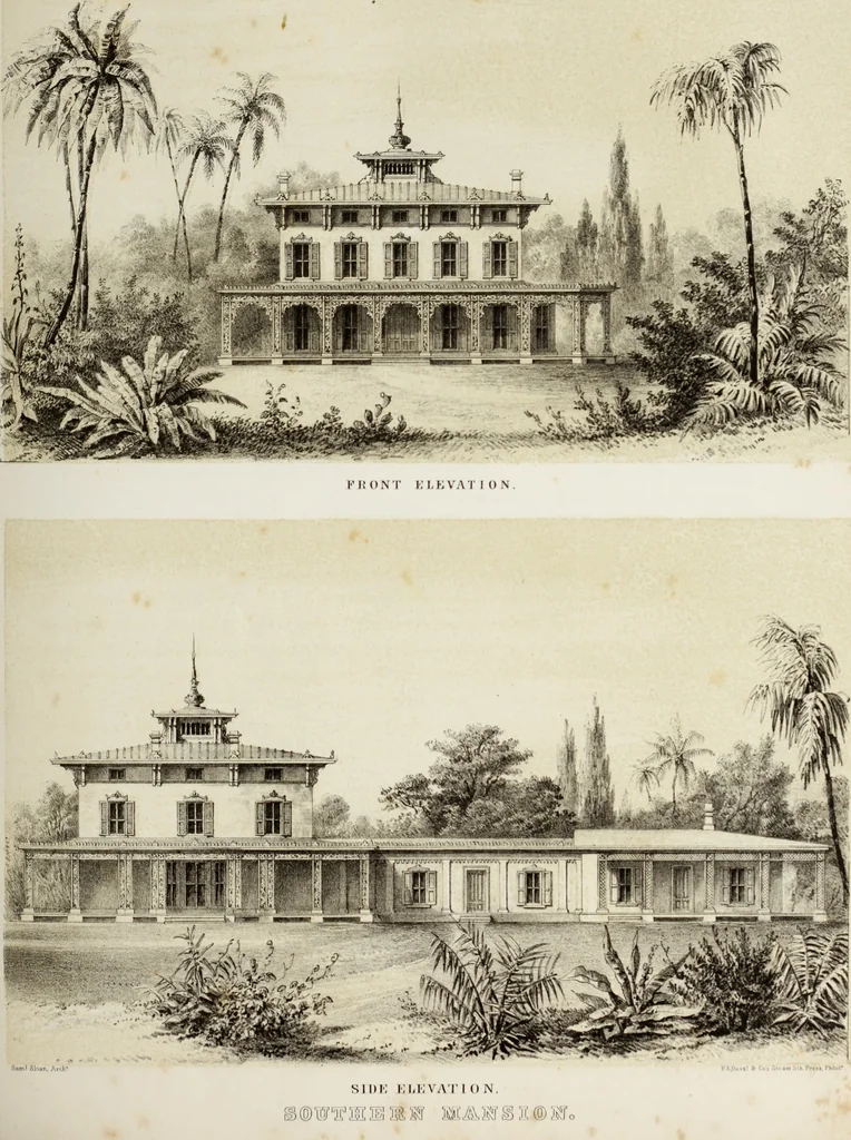 An illustration from The model architect : a series of original designs for cottages, villas, suburban residences, etc., accompanied by explanations, specifications, estimates, and elaborate details : prepared expressly for the use of projectors and artisans throughout the United States, 1852, leaf 148