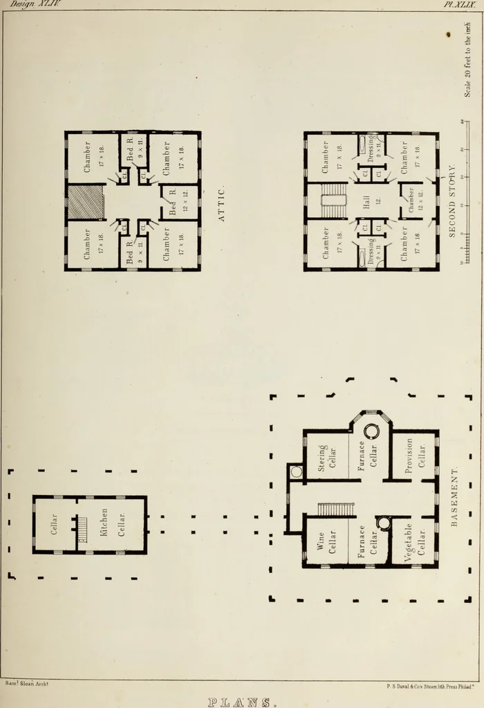 An illustration from The model architect : a series of original designs for cottages, villas, suburban residences, etc., accompanied by explanations, specifications, estimates, and elaborate details : prepared expressly for the use of projectors and artisans throughout the United States, 1852, leaf 152