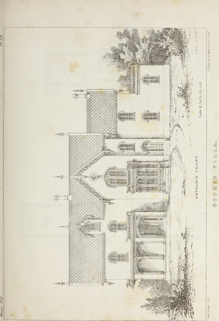 An illustration from The model architect : a series of original designs for cottages, villas, suburban residences, etc., accompanied by explanations, specifications, estimates, and elaborate details : prepared expressly for the use of projectors and artisans throughout the United States, 1852, leaf 160