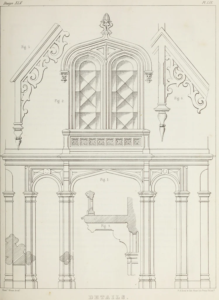An illustration from The model architect : a series of original designs for cottages, villas, suburban residences, etc., accompanied by explanations, specifications, estimates, and elaborate details : prepared expressly for the use of projectors and artisans throughout the United States, 1852, leaf 164
