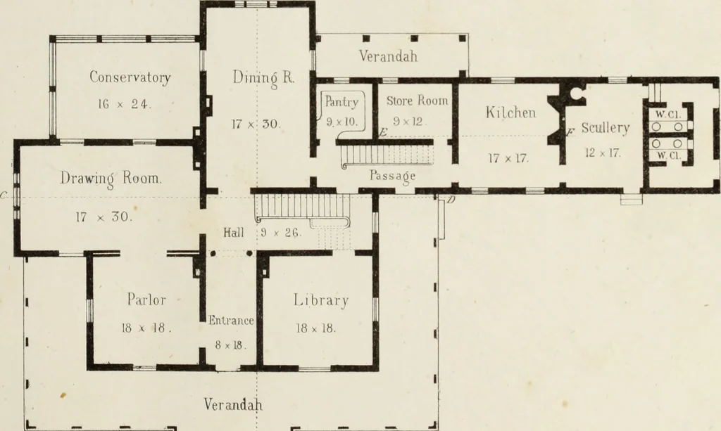 An illustration from The model architect : a series of original designs for cottages, villas, suburban residences, etc., accompanied by explanations, specifications, estimates, and elaborate details : prepared expressly for the use of projectors and artisans throughout the United States, 1852, leaf 18