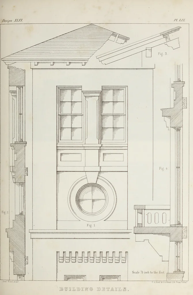 An illustration from The model architect : a series of original designs for cottages, villas, suburban residences, etc., accompanied by explanations, specifications, estimates, and elaborate details : prepared expressly for the use of projectors and artisans throughout the United States, 1852, leaf 180