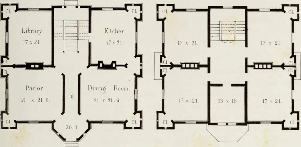 An illustration from The model architect : a series of original designs for cottages, villas, suburban residences, etc., accompanied by explanations, specifications, estimates, and elaborate details : prepared expressly for the use of projectors and artisans throughout the United States, 1852, leaf 188
