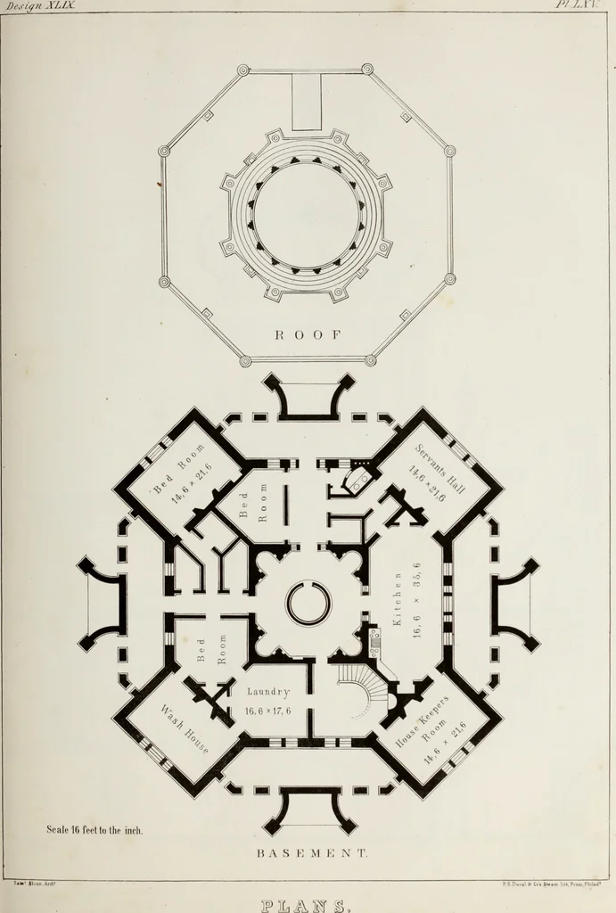 An illustration from The model architect : a series of original designs for cottages, villas, suburban residences, etc., accompanied by explanations, specifications, estimates, and elaborate details : prepared expressly for the use of projectors and artisans throughout the United States, 1852, leaf 200