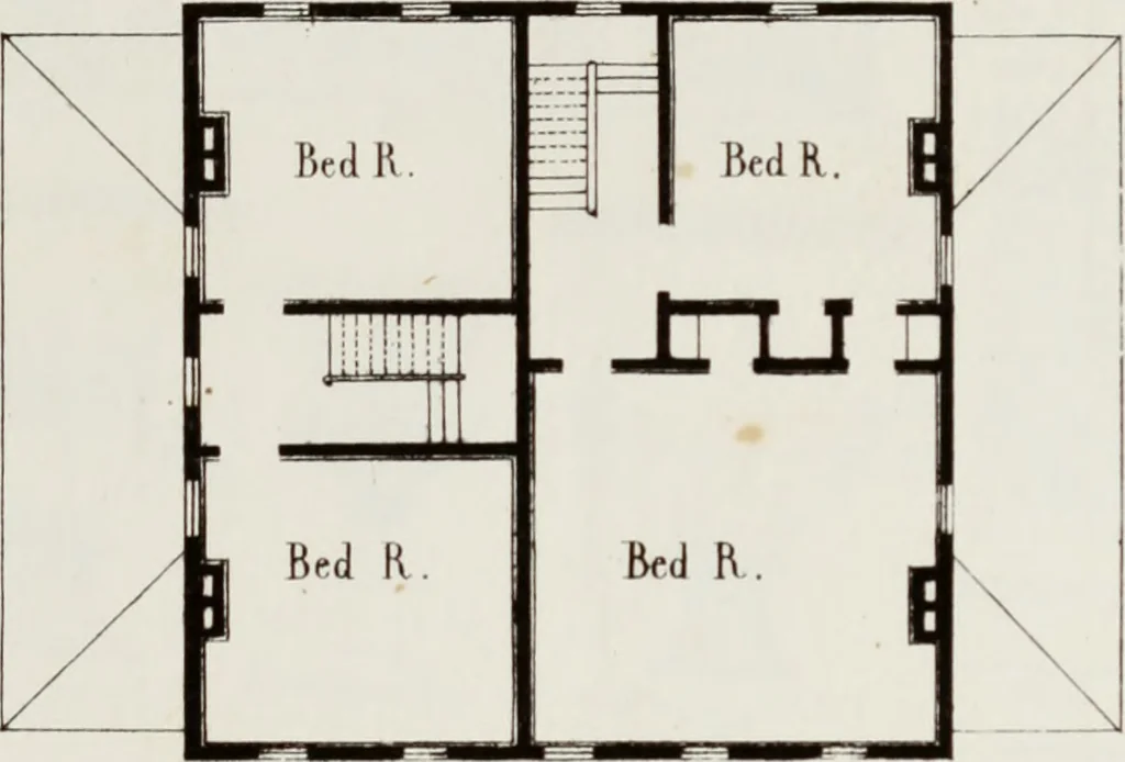An illustration from The model architect : a series of original designs for cottages, villas, suburban residences, etc., accompanied by explanations, specifications, estimates, and elaborate details : prepared expressly for the use of projectors and artisans throughout the United States, 1852, leaf 214