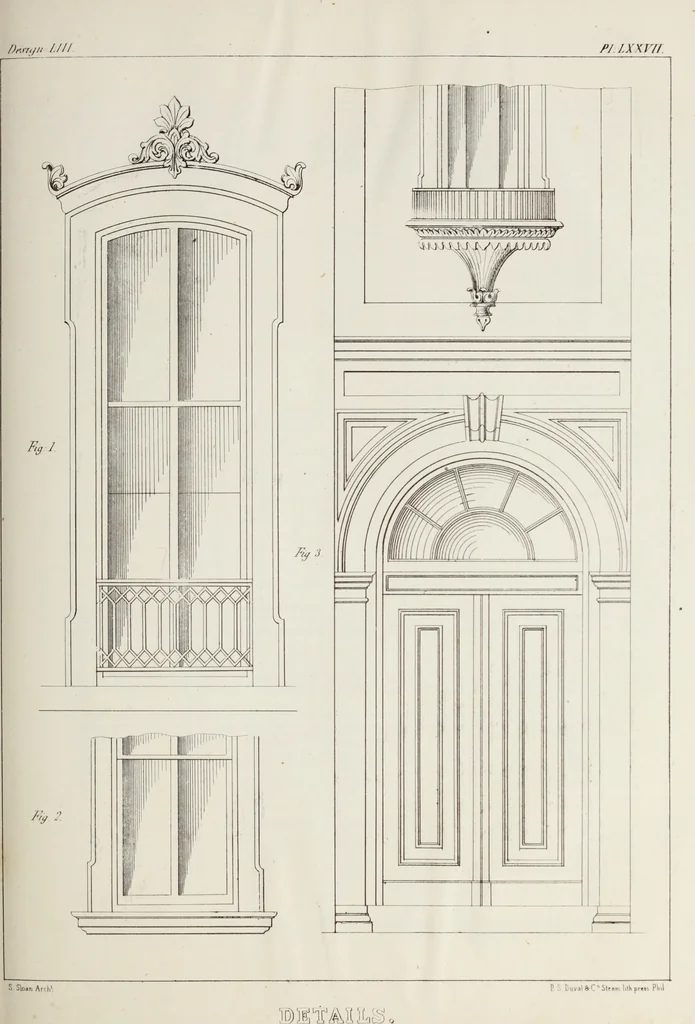 An illustration from The model architect : a series of original designs for cottages, villas, suburban residences, etc., accompanied by explanations, specifications, estimates, and elaborate details : prepared expressly for the use of projectors and artisans throughout the United States, 1852, leaf 236