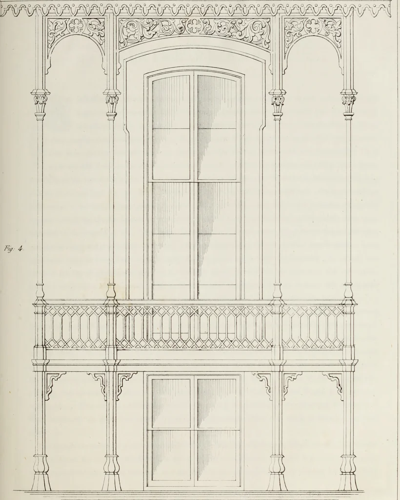 An illustration from The model architect : a series of original designs for cottages, villas, suburban residences, etc., accompanied by explanations, specifications, estimates, and elaborate details : prepared expressly for the use of projectors and artisans throughout the United States, 1852, leaf 238