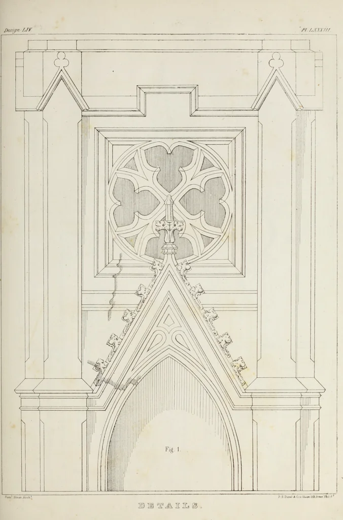 An illustration from The model architect : a series of original designs for cottages, villas, suburban residences, etc., accompanied by explanations, specifications, estimates, and elaborate details : prepared expressly for the use of projectors and artisans throughout the United States, 1852, leaf 254
