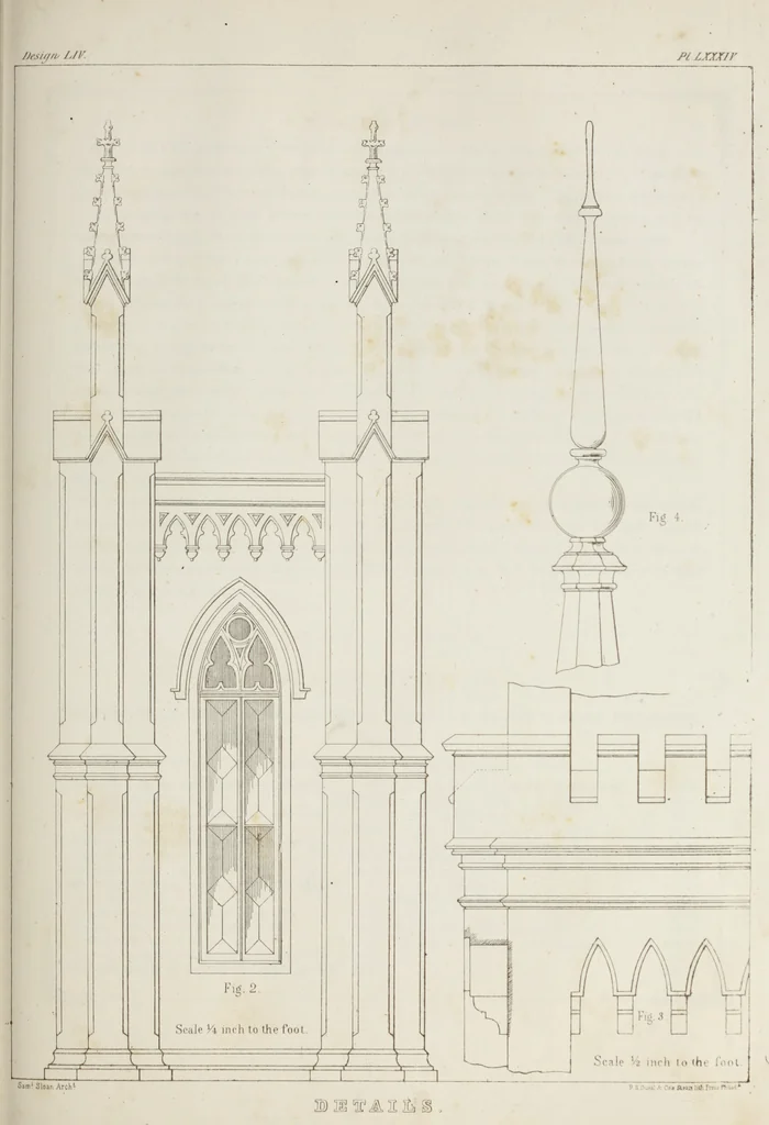 An illustration from The model architect : a series of original designs for cottages, villas, suburban residences, etc., accompanied by explanations, specifications, estimates, and elaborate details : prepared expressly for the use of projectors and artisans throughout the United States, 1852, leaf 256