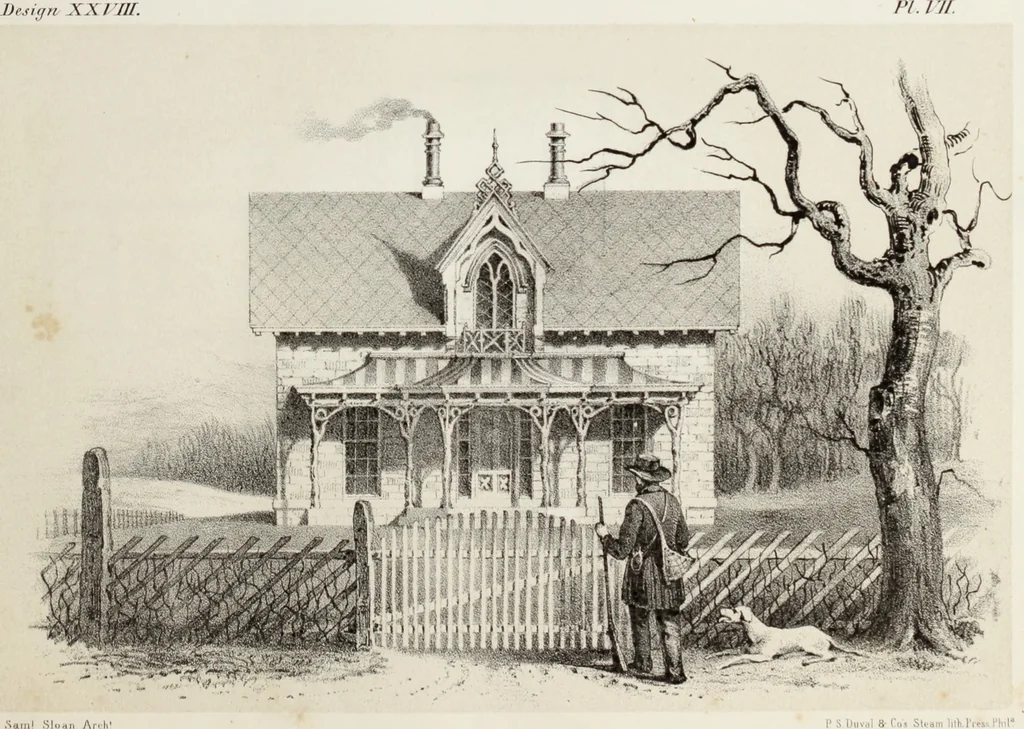 An illustration from The model architect : a series of original designs for cottages, villas, suburban residences, etc., accompanied by explanations, specifications, estimates, and elaborate details : prepared expressly for the use of projectors and artisans throughout the United States, 1852, leaf 26