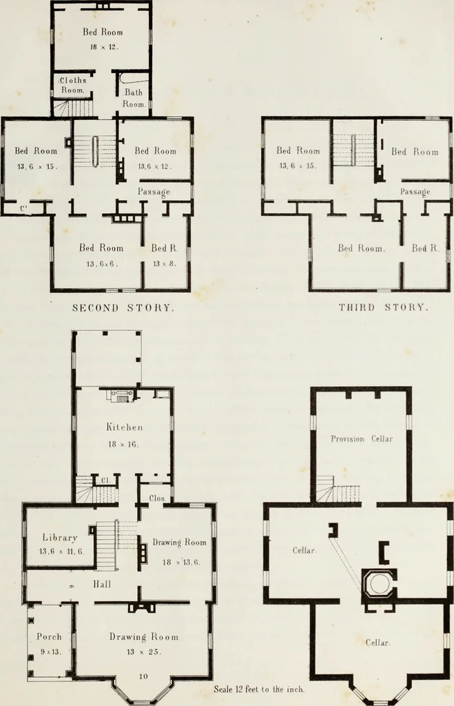 An illustration from The model architect : a series of original designs for cottages, villas, suburban residences, etc., accompanied by explanations, specifications, estimates, and elaborate details : prepared expressly for the use of projectors and artisans throughout the United States, 1852, leaf 262