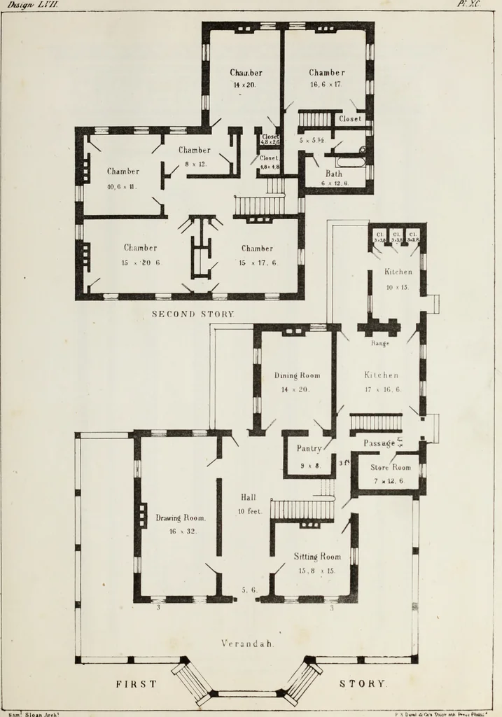 An illustration from The model architect : a series of original designs for cottages, villas, suburban residences, etc., accompanied by explanations, specifications, estimates, and elaborate details : prepared expressly for the use of projectors and artisans throughout the United States, 1852, leaf 278