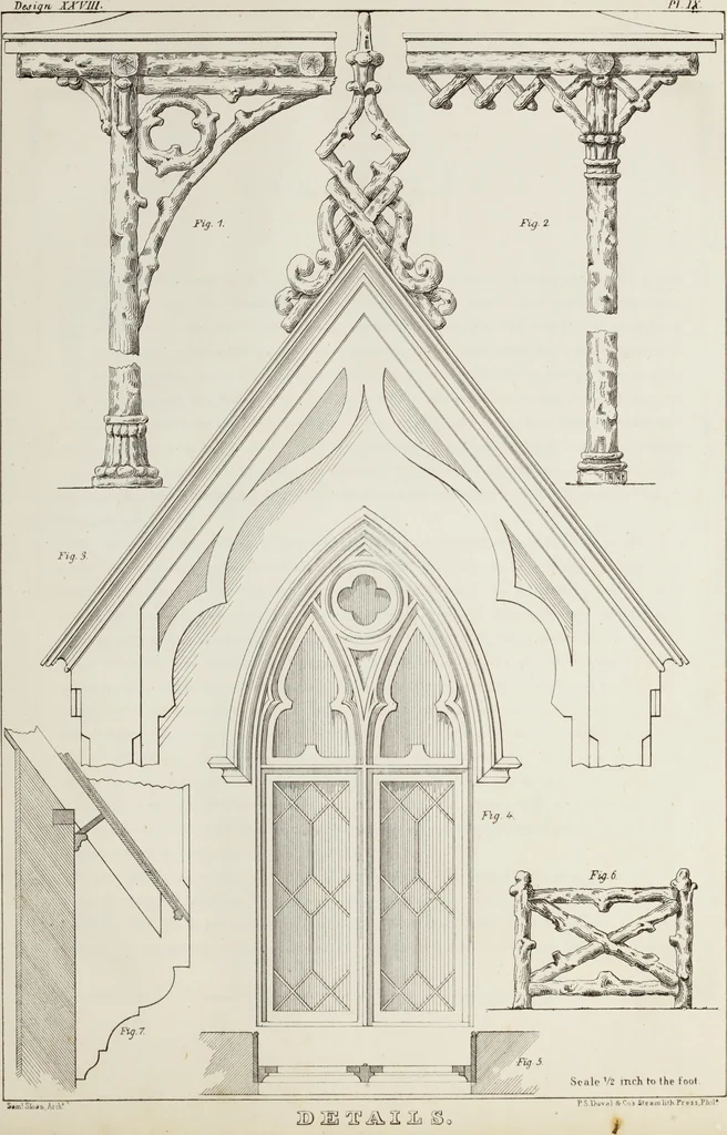 An illustration from The model architect : a series of original designs for cottages, villas, suburban residences, etc., accompanied by explanations, specifications, estimates, and elaborate details : prepared expressly for the use of projectors and artisans throughout the United States, 1852, leaf 30