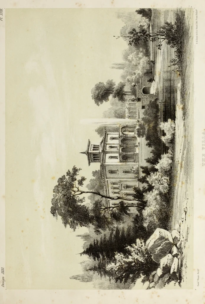 An illustration from The model architect : a series of original designs for cottages, villas, suburban residences, etc., accompanied by explanations, specifications, estimates, and elaborate details : prepared expressly for the use of projectors and artisans throughout the United States, 1852, leaf 60