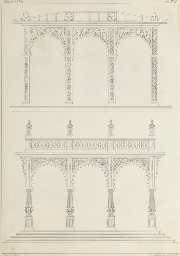 An illustration from The model architect : a series of original designs for cottages, villas, suburban residences, etc., accompanied by explanations, specifications, estimates, and elaborate details : prepared expressly for the use of projectors and artisans throughout the United States, 1852, leaf 68