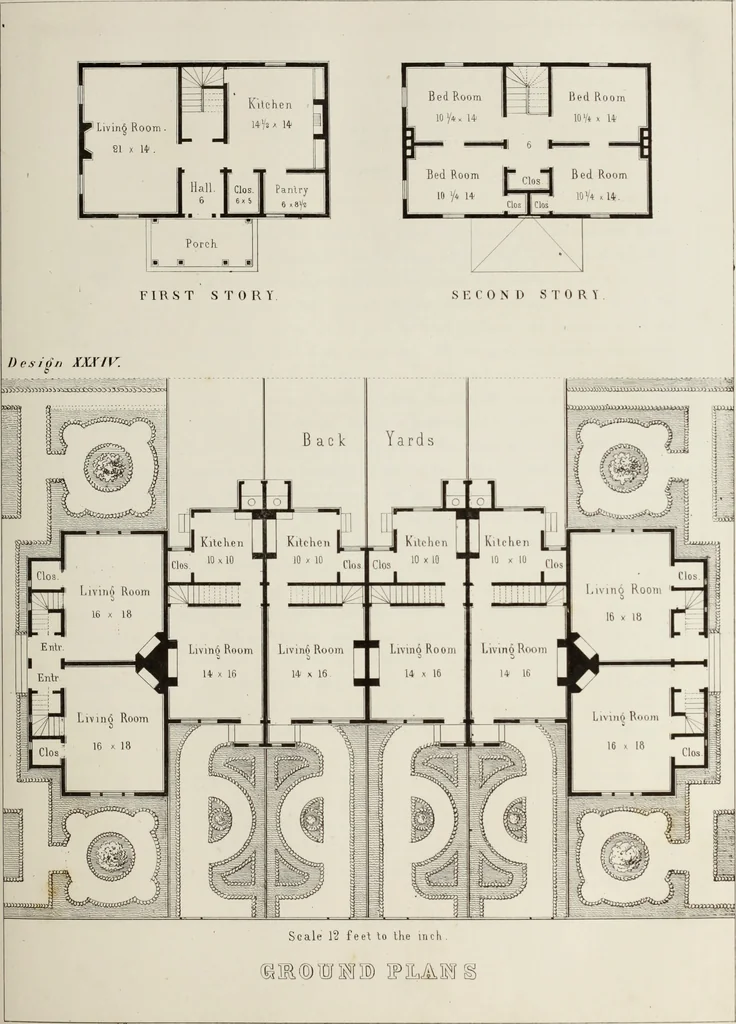 An illustration from The model architect : a series of original designs for cottages, villas, suburban residences, etc., accompanied by explanations, specifications, estimates, and elaborate details : prepared expressly for the use of projectors and artisans throughout the United States, 1852, leaf 74