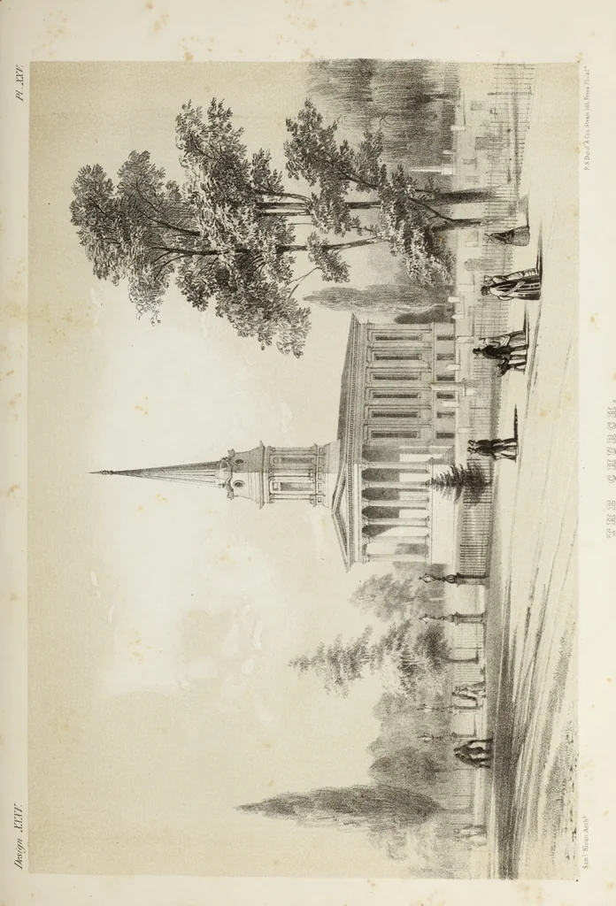 An illustration from The model architect : a series of original designs for cottages, villas, suburban residences, etc., accompanied by explanations, specifications, estimates, and elaborate details : prepared expressly for the use of projectors and artisans throughout the United States, 1852, leaf 80