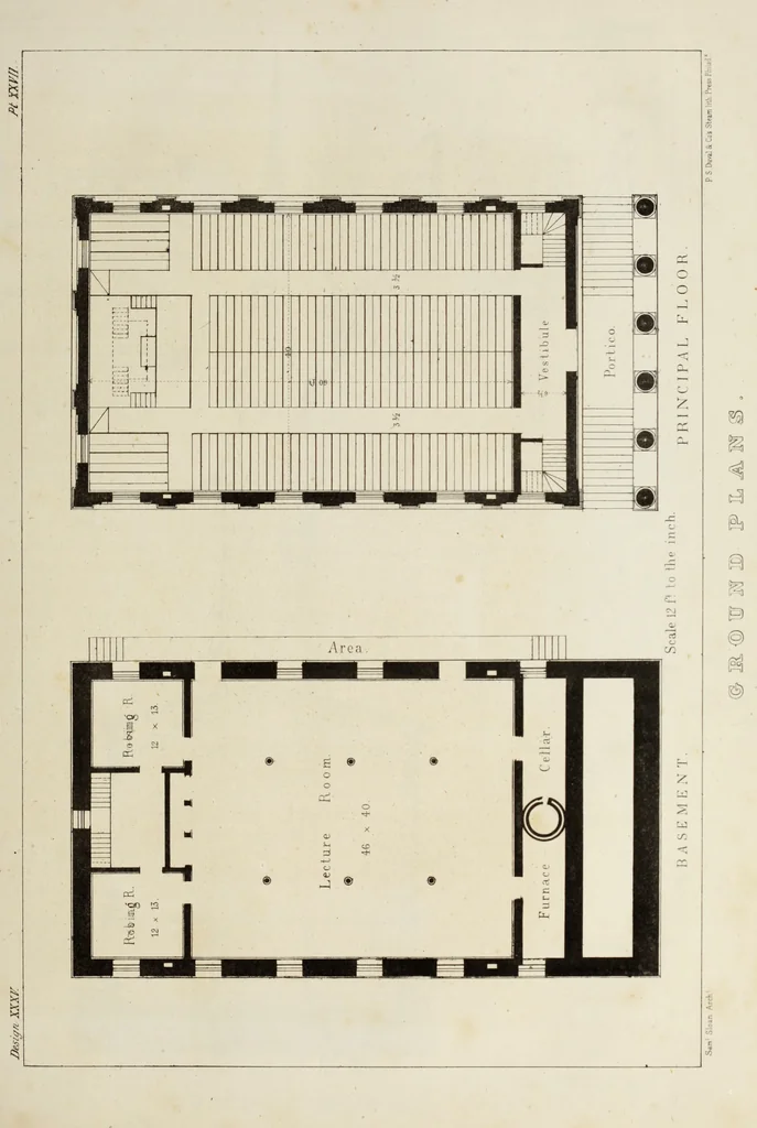 An illustration from The model architect : a series of original designs for cottages, villas, suburban residences, etc., accompanied by explanations, specifications, estimates, and elaborate details : prepared expressly for the use of projectors and artisans throughout the United States, 1852, leaf 84