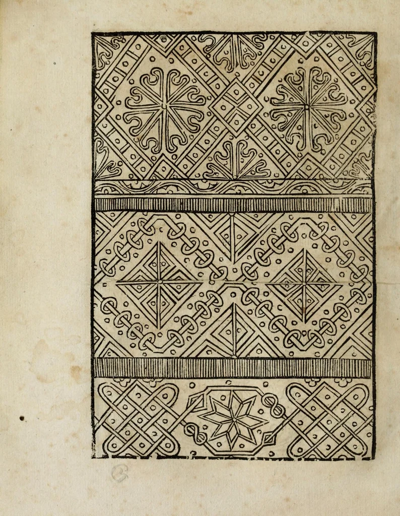 An illustration from Modelbüch neuw aller art Nehens uñ Stickens : jetzund wider mit vil Mödlen vnd Stahlen : allen Steinmetzen, Seidenstickern, vnnd Neterin sehr nützlich vnnd lustig zügericht, 1562, leaf 28