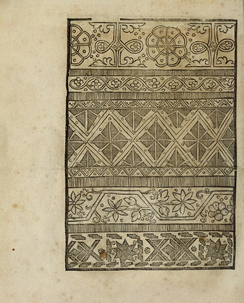 An illustration from Modelbüch neuw aller art Nehens uñ Stickens : jetzund wider mit vil Mödlen vnd Stahlen : allen Steinmetzen, Seidenstickern, vnnd Neterin sehr nützlich vnnd lustig zügericht, 1562, leaf 34