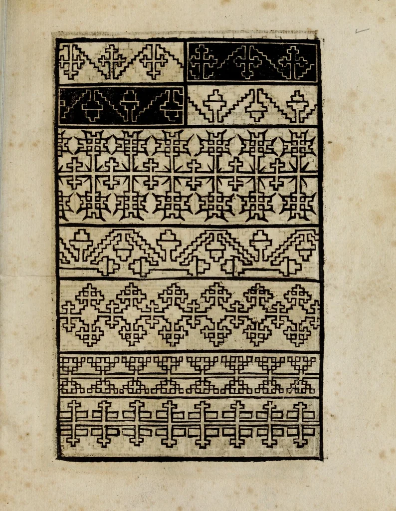 An illustration from Modelbüch neuw aller art Nehens uñ Stickens : jetzund wider mit vil Mödlen vnd Stahlen : allen Steinmetzen, Seidenstickern, vnnd Neterin sehr nützlich vnnd lustig zügericht, 1562, leaf 57