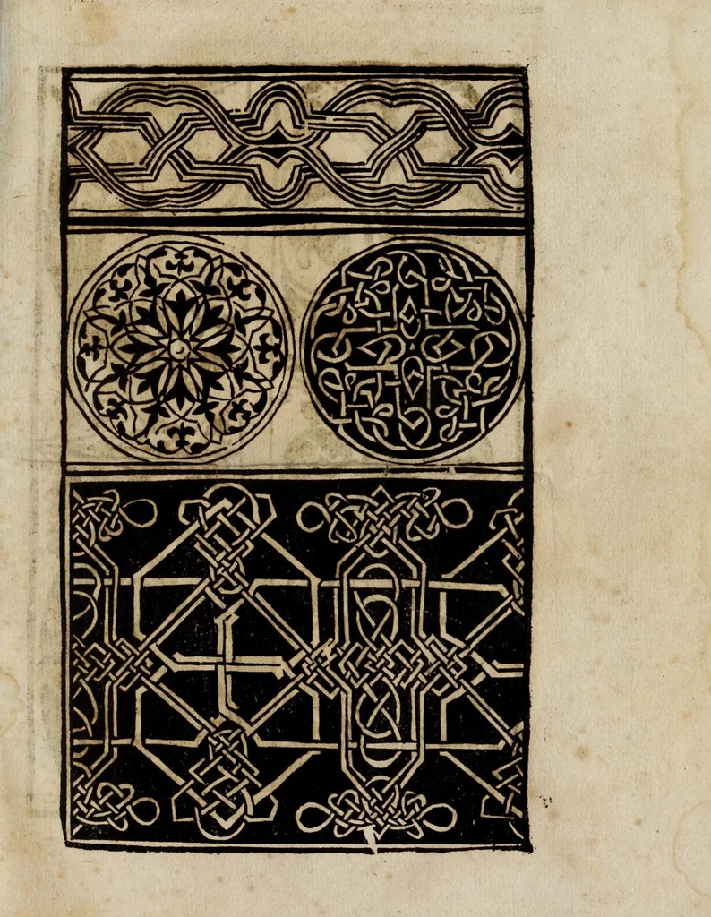 An illustration from Modelbüch neuw aller art Nehens uñ Stickens : jetzund wider mit vil Mödlen vnd Stahlen : allen Steinmetzen, Seidenstickern, vnnd Neterin sehr nützlich vnnd lustig zügericht, 1562, leaf 73