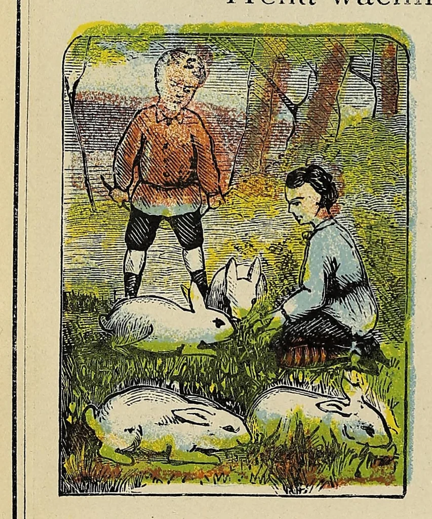 An illustration from Model first reader. Wayawa tokaheya. Prepared in English-Dakota, 1873, leaf 92