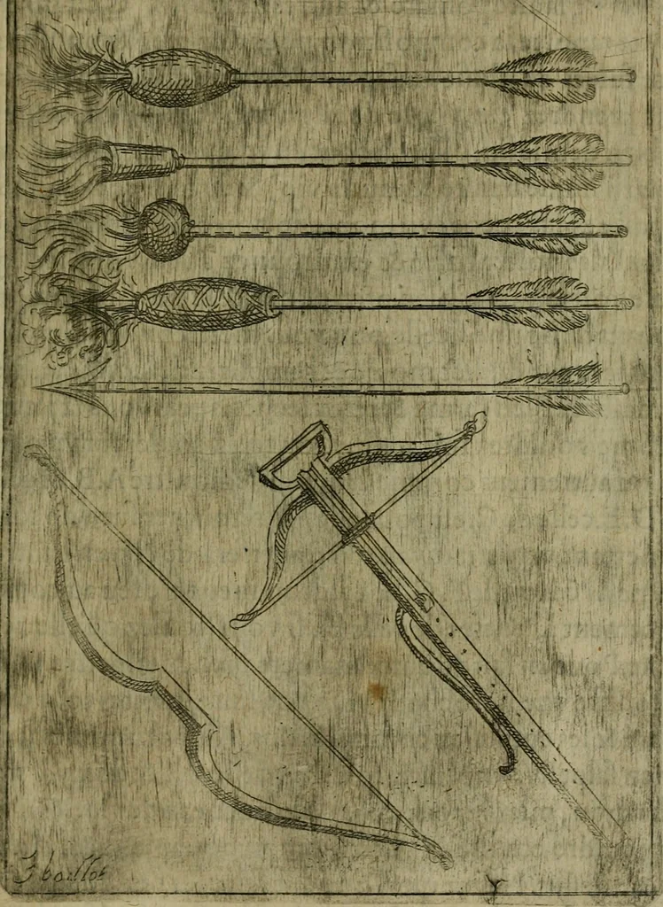 An illustration from Modelles, artifices de fev, et divers instrvmes de gverre : avec les moyes de s'en prevaloir : pour assieger, battre, surprendre, et deffendre toutes places : vtiles et necessaires a touvs cevx qvi fond profession des armes, 1598, leaf 160