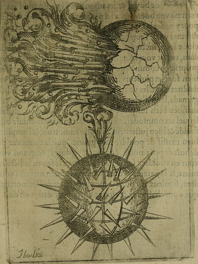 An illustration from Modelles, artifices de fev, et divers instrvmes de gverre : avec les moyes de s'en prevaloir : pour assieger, battre, surprendre, et deffendre toutes places : vtiles et necessaires a touvs cevx qvi fond profession des armes, 1598, leaf 178