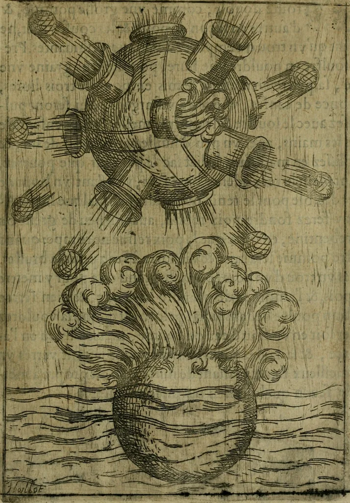 An illustration from Modelles, artifices de fev, et divers instrvmes de gverre : avec les moyes de s'en prevaloir : pour assieger, battre, surprendre, et deffendre toutes places : vtiles et necessaires a touvs cevx qvi fond profession des armes, 1598, leaf 184