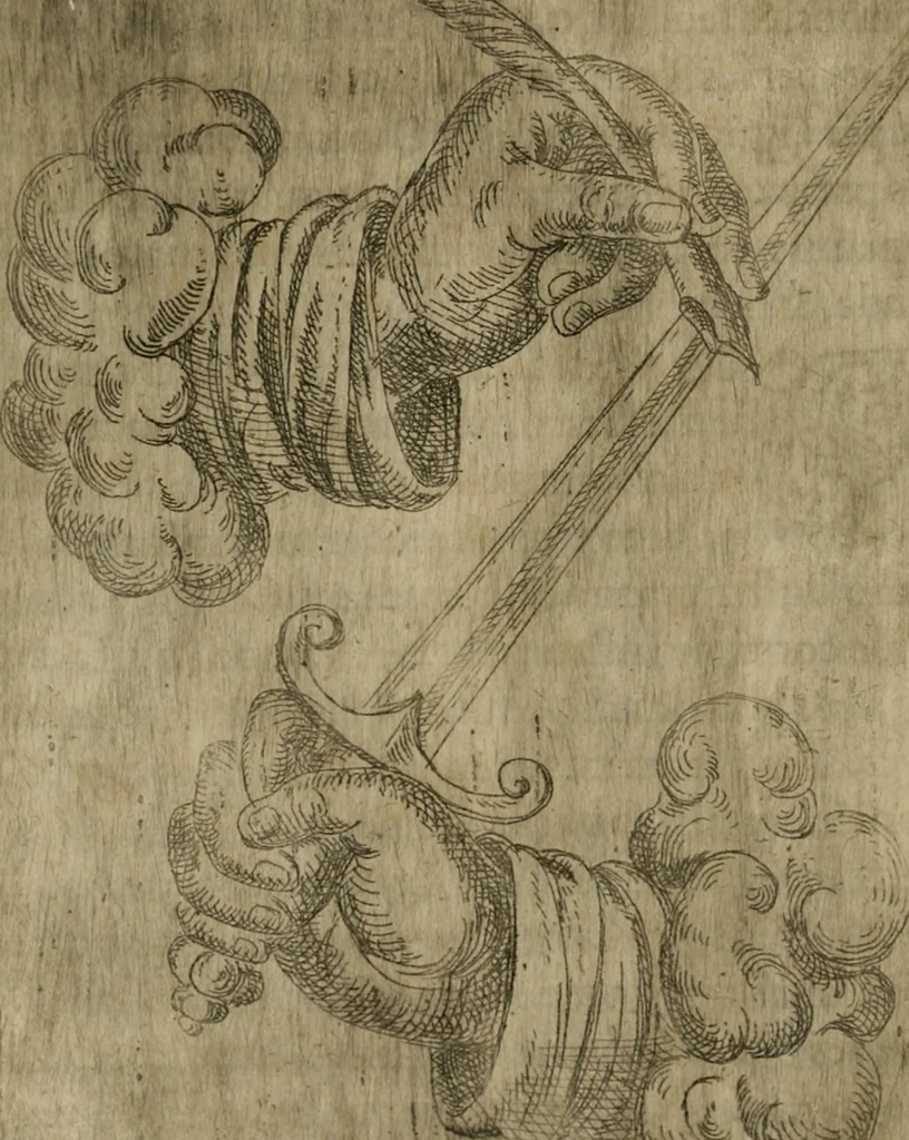 An illustration from Modelles, artifices de fev, et divers instrvmes de gverre : avec les moyes de s'en prevaloir : pour assieger, battre, surprendre, et deffendre toutes places : vtiles et necessaires a touvs cevx qvi fond profession des armes, 1598, leaf 21