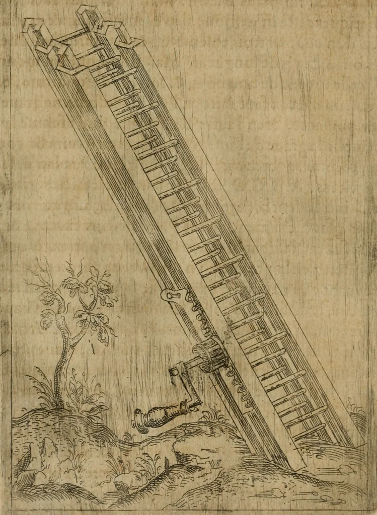 An illustration from Modelles, artifices de fev, et divers instrvmes de gverre : avec les moyes de s'en prevaloir : pour assieger, battre, surprendre, et deffendre toutes places : vtiles et necessaires a touvs cevx qvi fond profession des armes, 1598, leaf 73