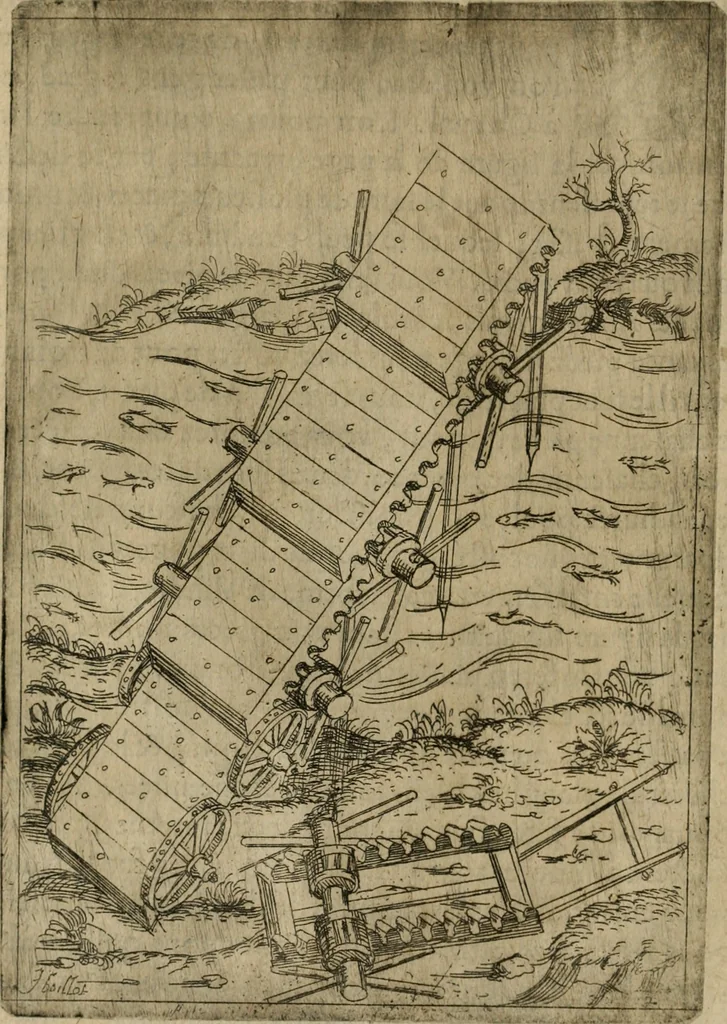 An illustration from Modelles, artifices de fev, et divers instrvmes de gverre : avec les moyes de s'en prevaloir : pour assieger, battre, surprendre, et deffendre toutes places : vtiles et necessaires a touvs cevx qvi fond profession des armes, 1598, leaf 79