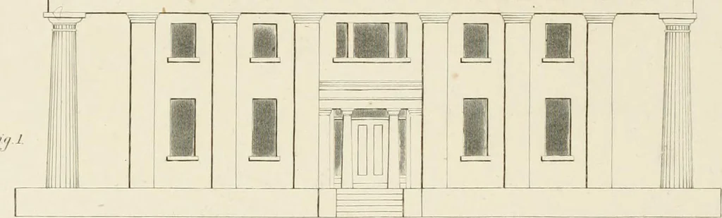 An illustration from The modern architect : or, Every carpenter his own master ; embracing plans, elevations, specifications, framing, etc., for private houses, classic dwellings, churches, &c. to which is added a new system of stair-building, 1854, leaf 155