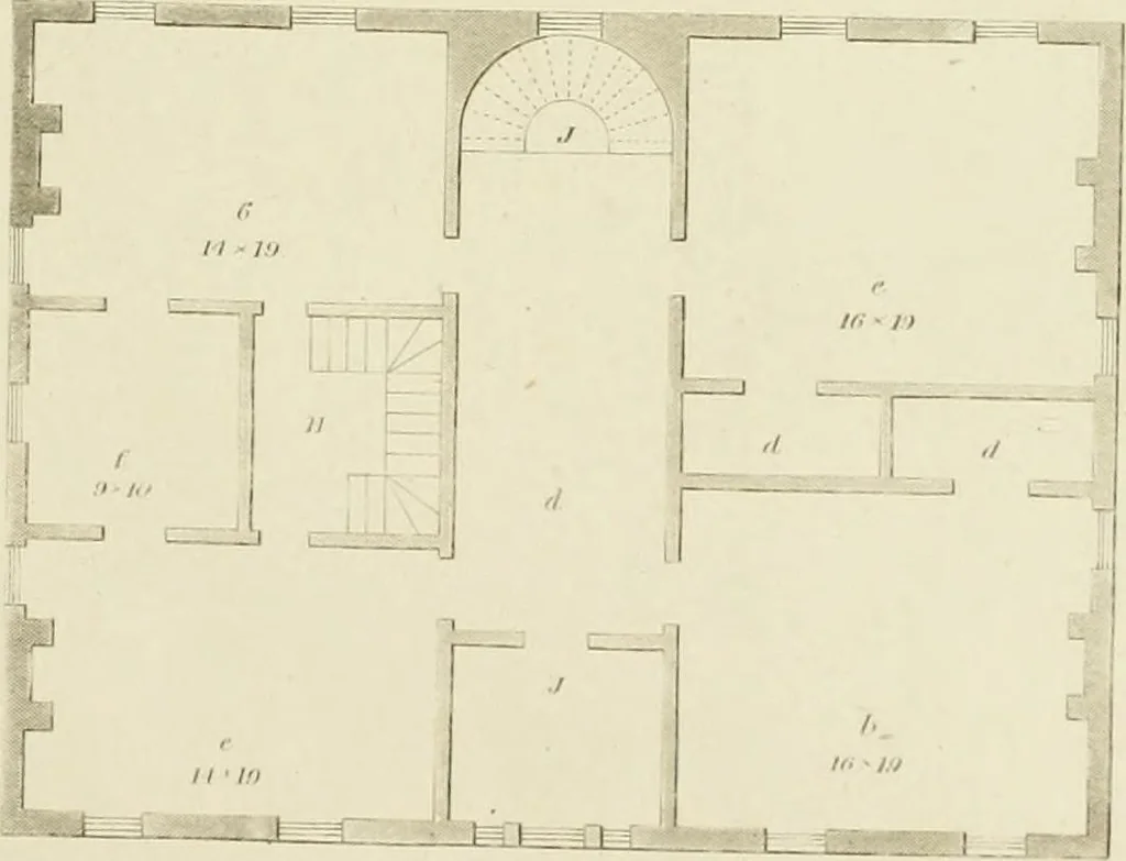 An illustration from The modern architect : or, Every carpenter his own master ; embracing plans, elevations, specifications, framing, etc., for private houses, classic dwellings, churches, &c. to which is added a new system of stair-building, 1854, leaf 156