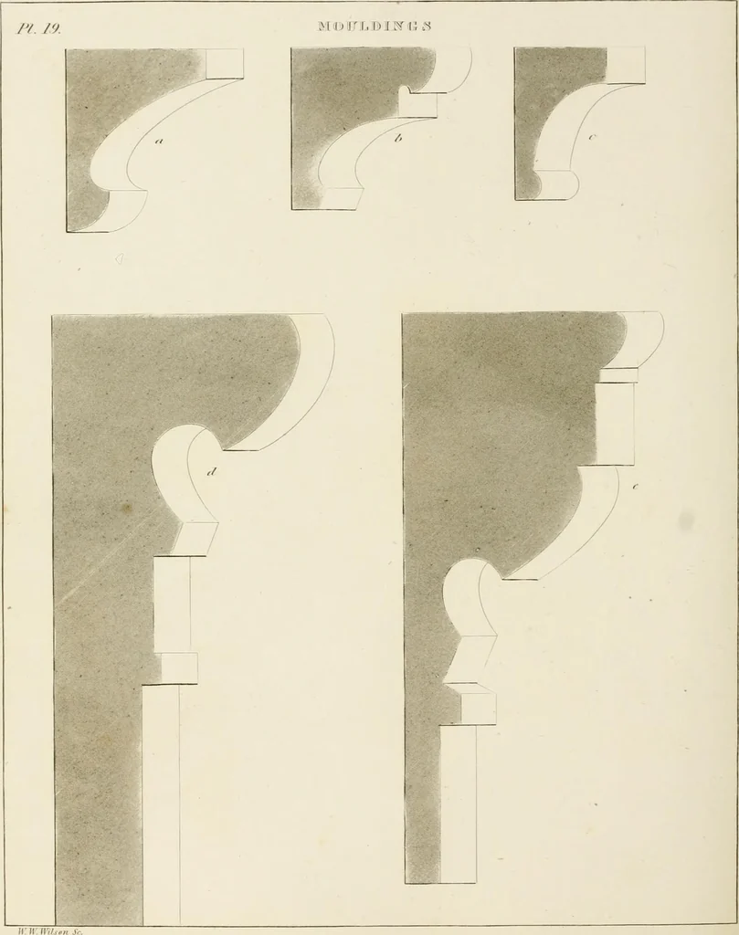 An illustration from The modern architect : or, Every carpenter his own master ; embracing plans, elevations, specifications, framing, etc., for private houses, classic dwellings, churches, &c. to which is added a new system of stair-building, 1854, leaf 183