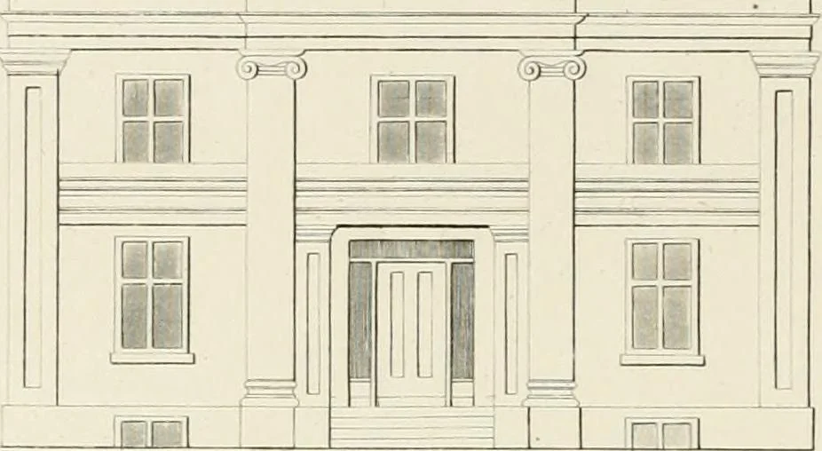 An illustration from The modern architect : or, Every carpenter his own master ; embracing plans, elevations, specifications, framing, etc., for private houses, classic dwellings, churches, &c. to which is added a new system of stair-building, 1854, leaf 195