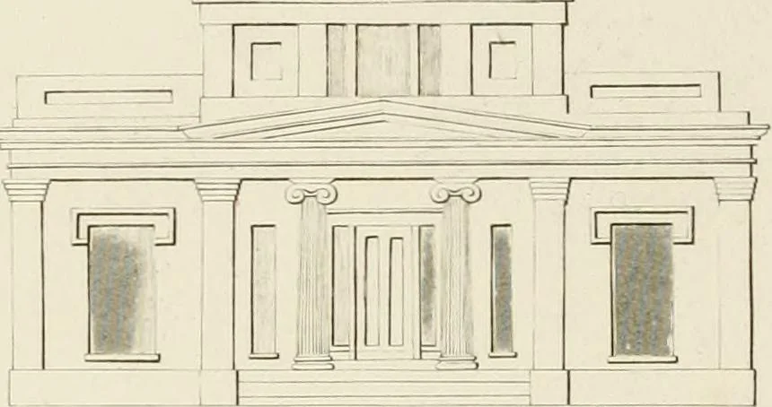 An illustration from The modern architect : or, Every carpenter his own master ; embracing plans, elevations, specifications, framing, etc., for private houses, classic dwellings, churches, &c. to which is added a new system of stair-building, 1854, leaf 201