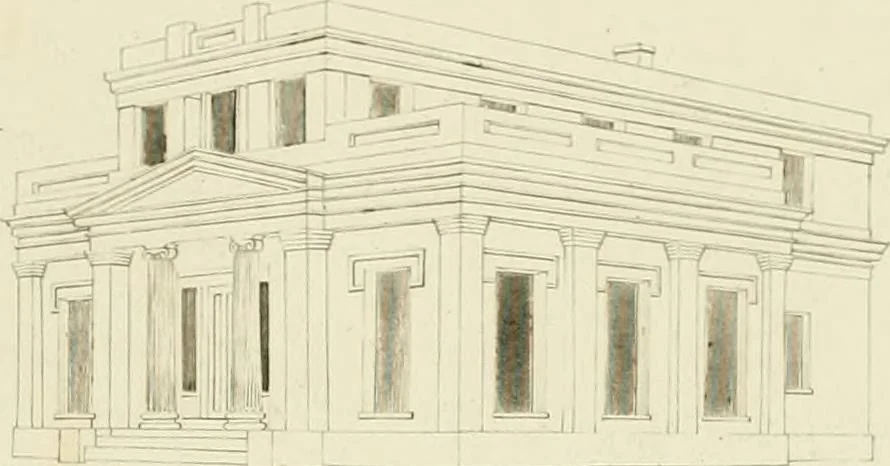 An illustration from The modern architect : or, Every carpenter his own master ; embracing plans, elevations, specifications, framing, etc., for private houses, classic dwellings, churches, &c. to which is added a new system of stair-building, 1854, leaf 204