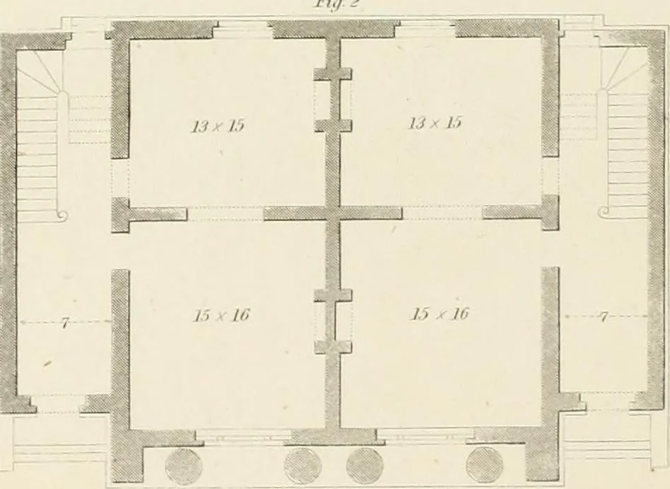 An illustration from The modern architect : or, Every carpenter his own master ; embracing plans, elevations, specifications, framing, etc., for private houses, classic dwellings, churches, &c. to which is added a new system of stair-building, 1854, leaf 213