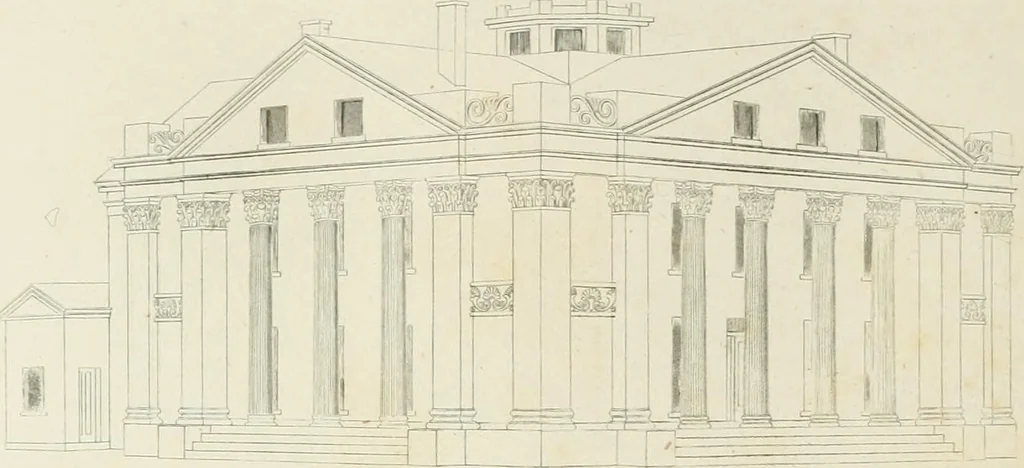An illustration from The modern architect : or, Every carpenter his own master ; embracing plans, elevations, specifications, framing, etc., for private houses, classic dwellings, churches, &c. to which is added a new system of stair-building, 1854, leaf 229