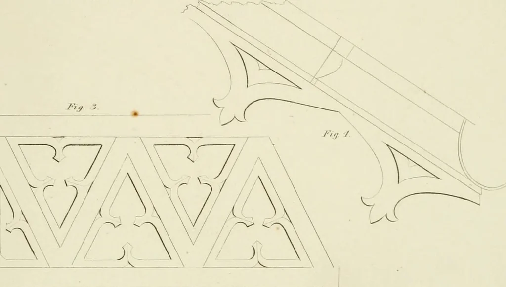 An illustration from The modern architect : or, Every carpenter his own master ; embracing plans, elevations, specifications, framing, etc., for private houses, classic dwellings, churches, &c. to which is added a new system of stair-building, 1854, leaf 248