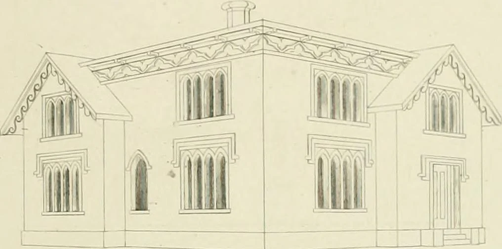 An illustration from The modern architect : or, Every carpenter his own master ; embracing plans, elevations, specifications, framing, etc., for private houses, classic dwellings, churches, &c. to which is added a new system of stair-building, 1854, leaf 252